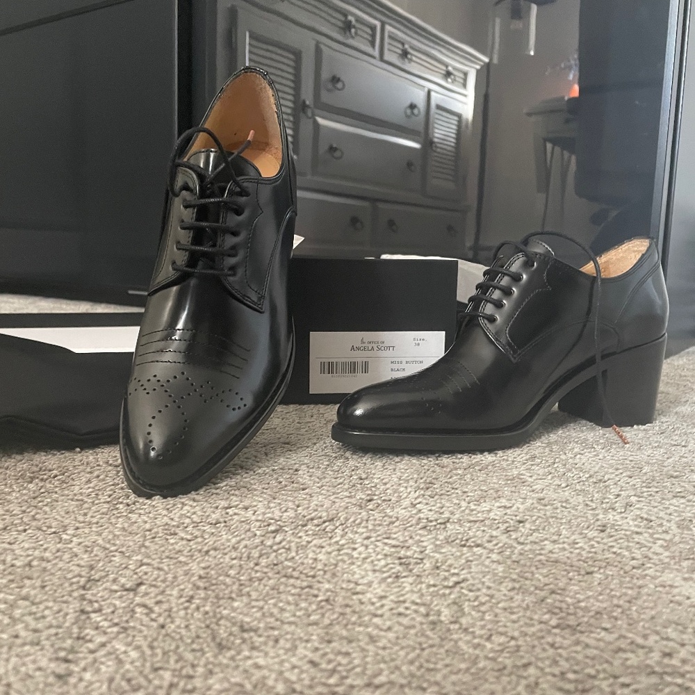 The office of Angela Scott miss button mid heel